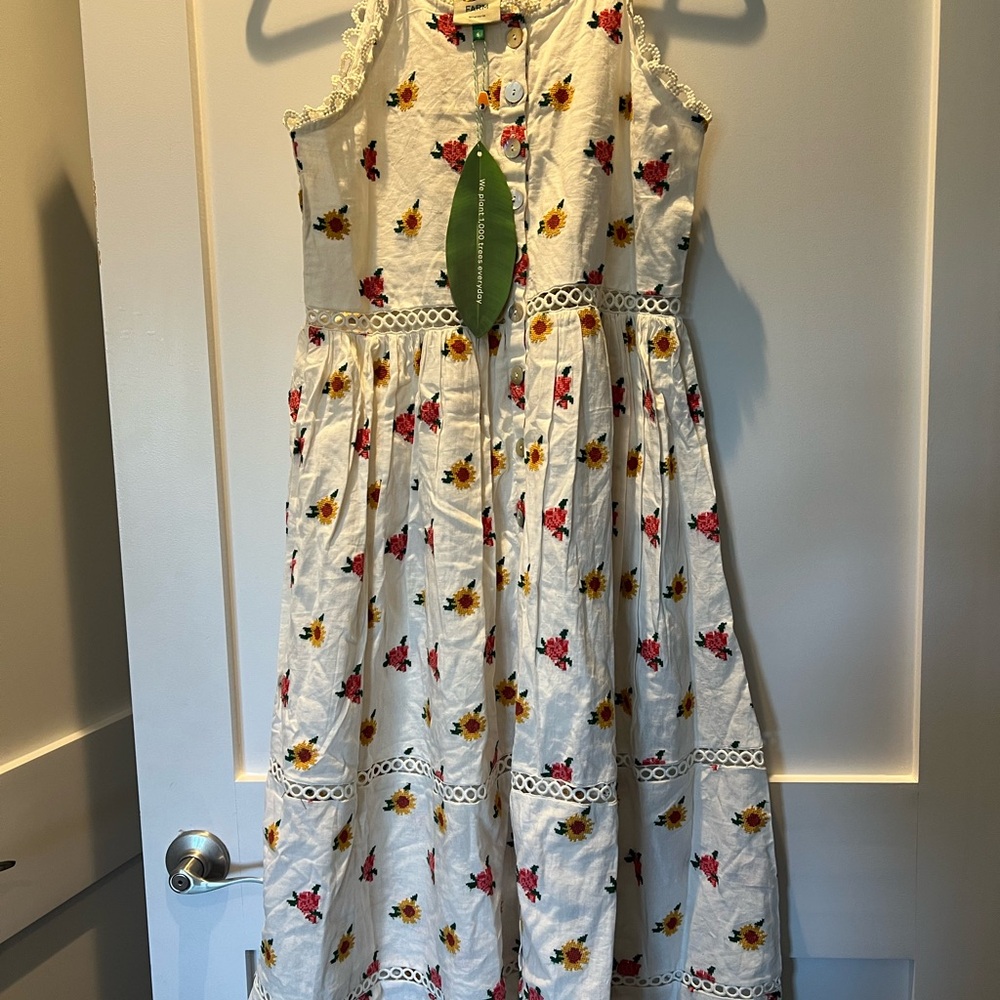 FARM Rio Cream Midi Dress with Pink and Yellow Floral Print - Picture 4 of 6